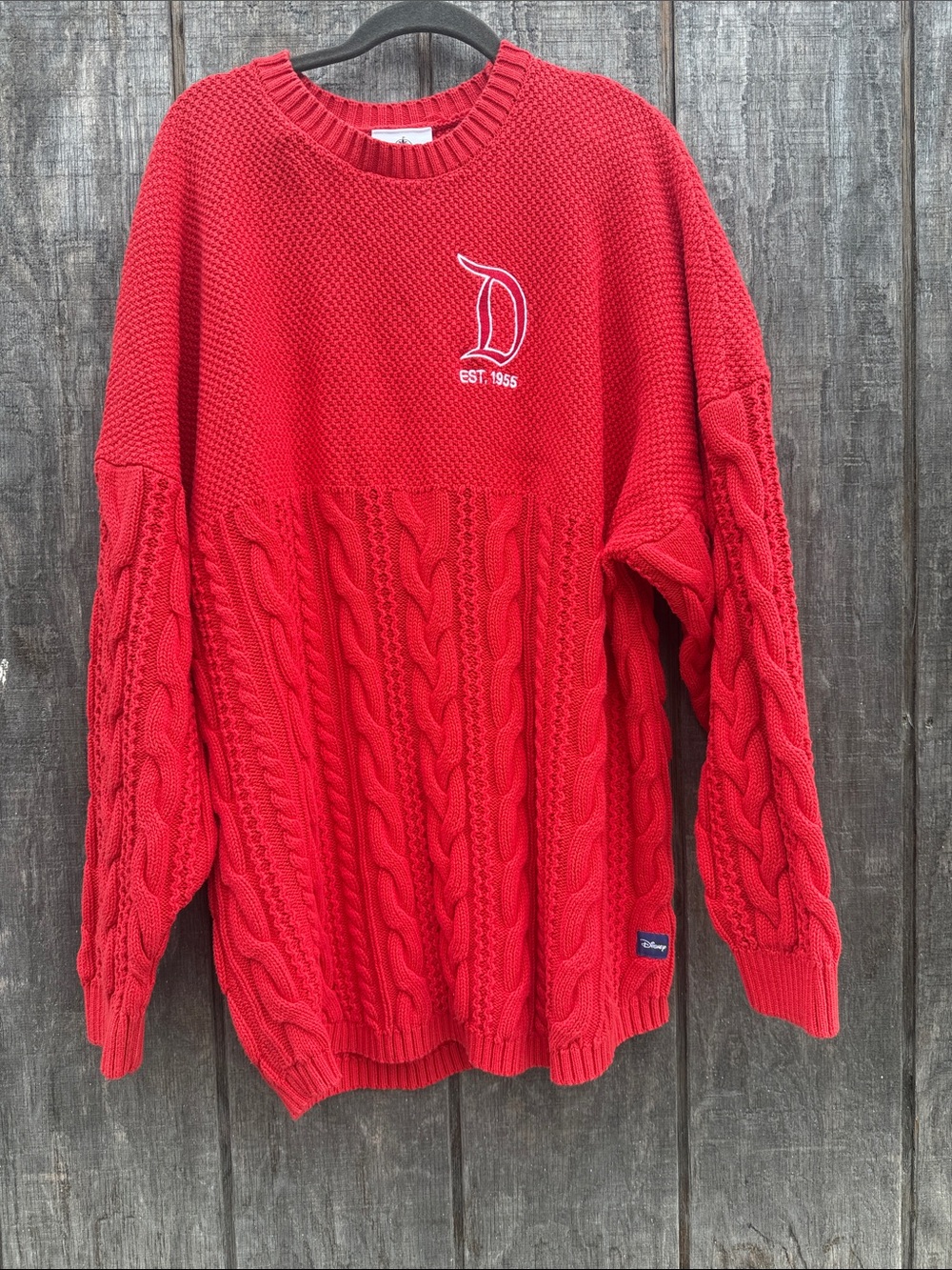 Disneyland Resort Cable Knit Spirit Jersey XL EST 1955 embroidered D & Spell Out